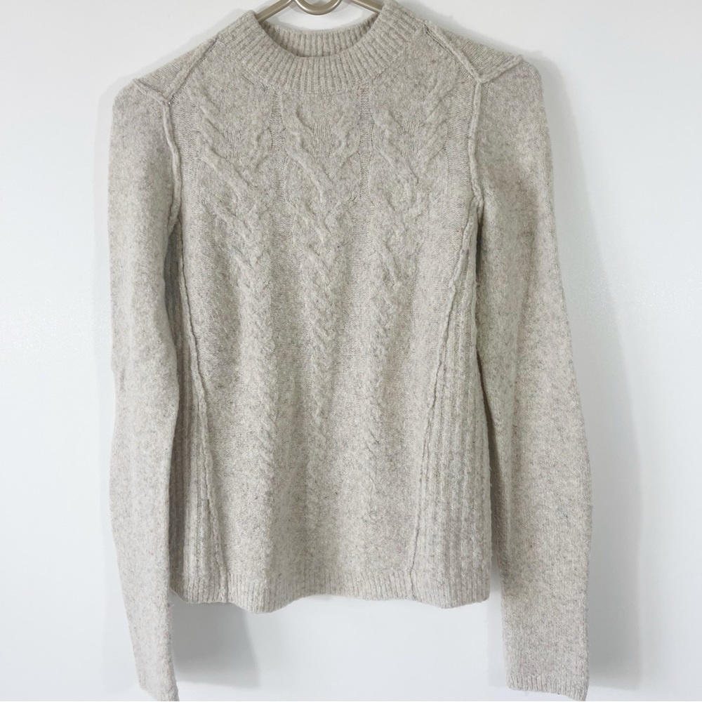 Free People Cream Cable Knit Pullover Sweater